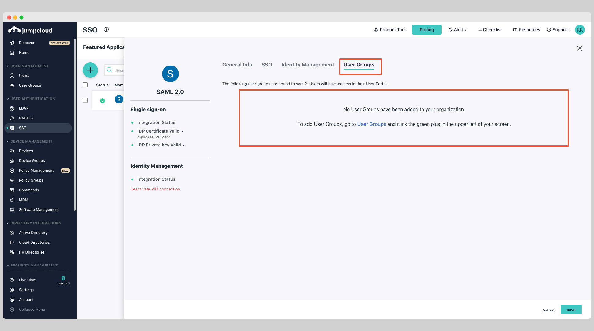 JumpCloud SCIM Step 3